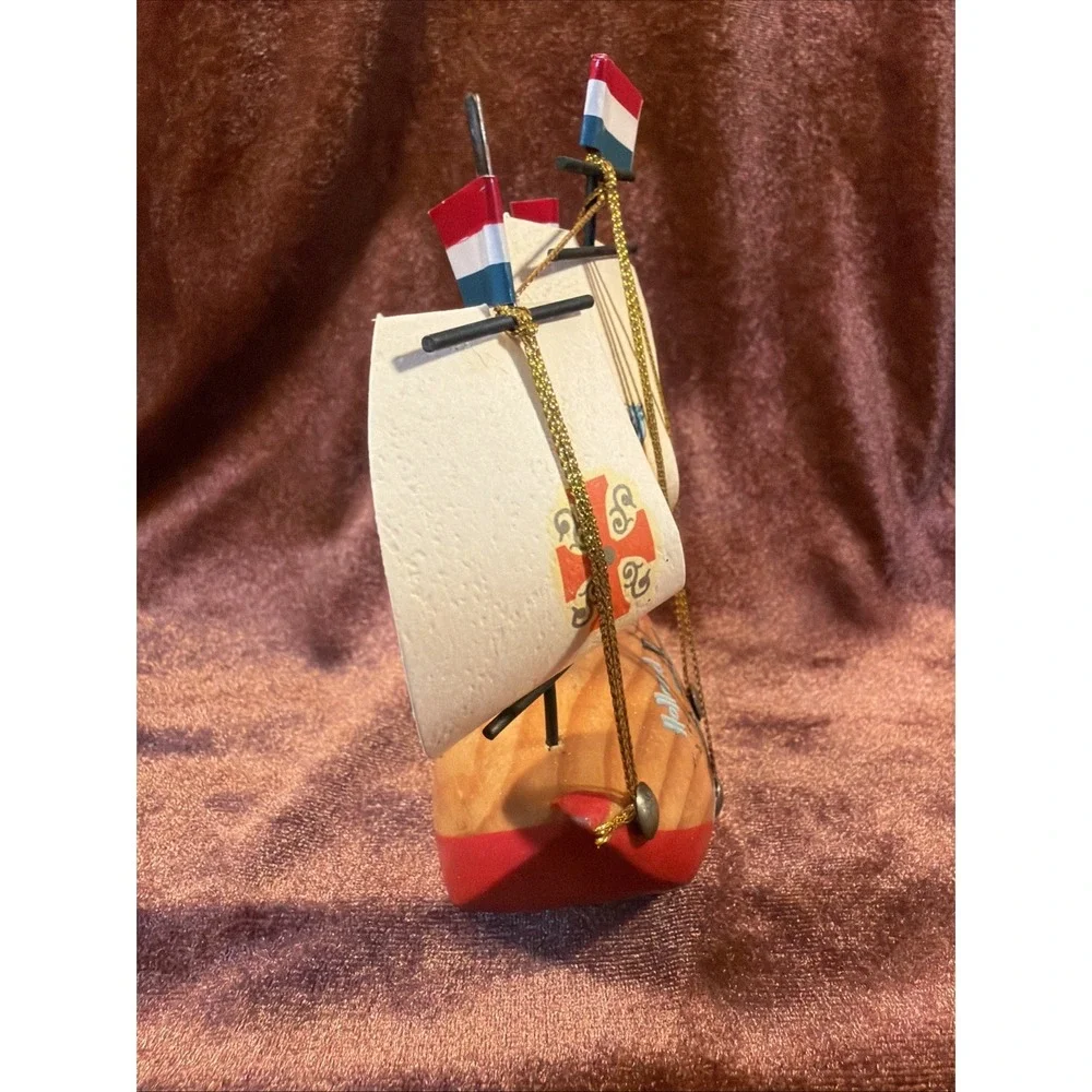 Miniature Boat Wooden Shoe Carved Clog Dutch Painted‎ Gift Home Decor Collection